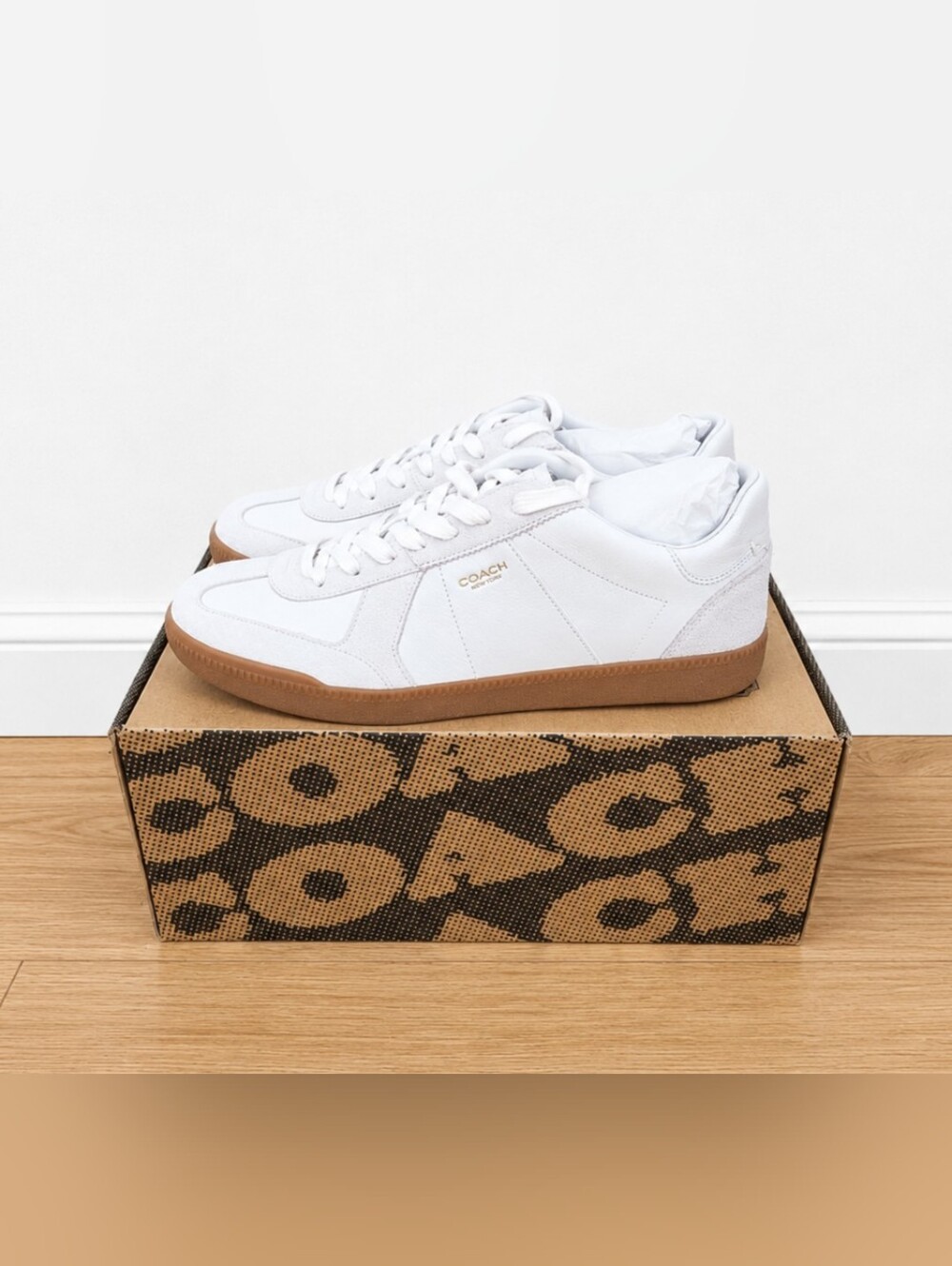 Men's Coach Optic White & Brown Leather & Suede Sneakers